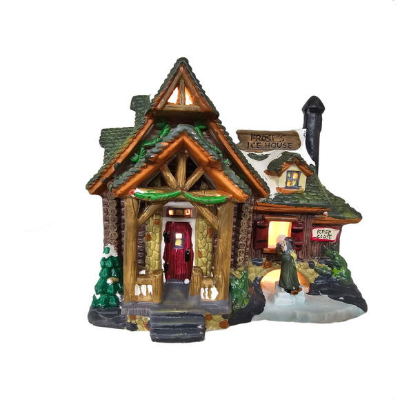2004 Christmas Streets Collection FROSI'S ICE HOUSE Lighted Porcelain Village Ho - Picture 2 of 6
